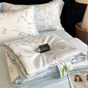 Summer 100% Lyocell Double-sided Tencel Summer Quilt Four-piece Bed Sheet Bed Cover Summer Cool Quilt Double