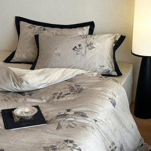 100s Long-staple Cotton Digital Printing Four-piece Set Lanyan Metal Gold Model House Soft Villa Bedding