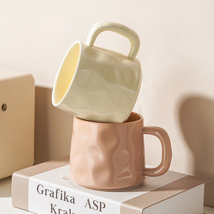 Cream Style Mug Girl's Ceramic Mug High Color Value Large Capacity Niche Design Sense Couple's Water Cup Coffee Cup