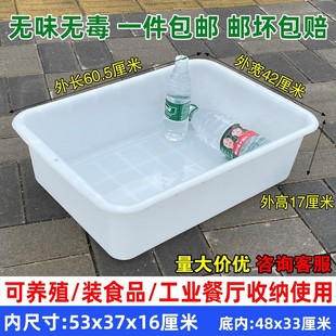 Plastic Turnover Box Rectangular White Freezing Basin Shallow Plate Farming Box Thickened Large Storage Box Plastic Frame Glue White Plate