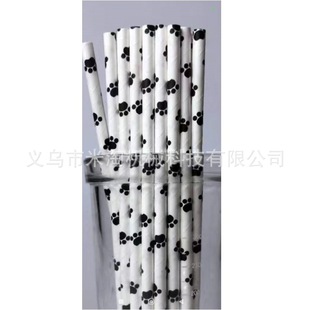 Rice Amoy disposable color paper straw Kraft paper biodegradable creative striped straw spot wholesale 25