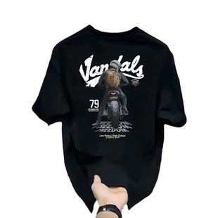 Summer Cotton Short-sleeved T-shirt Men's Trendy T-shirt Teenager All-match Fashionable Base Shirt Couple's Top Ins