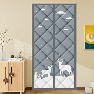 Winter Sound and Wind-resistant Cotton Door Curtain Punch-free Magnetic Absorption Warm and Cold-resistant Bedroom Entrance Partition Shade Polyester Curtain