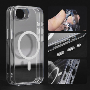 Новый чехол для прозрачного телефона iPhone16e 2-в-1 утолщенный корпус с магнитным всасыванием подходит для Apple 16e защитный чехол