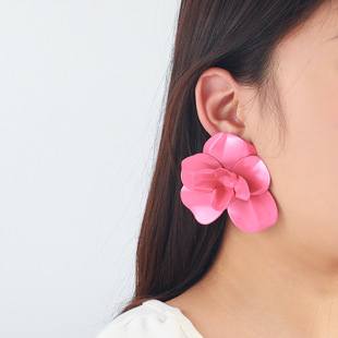 ZA rose flower multi-layer earrings Europe and the United States exaggerated drop of oil high-end sense light luxury niche earrings fashion cross-border supply
