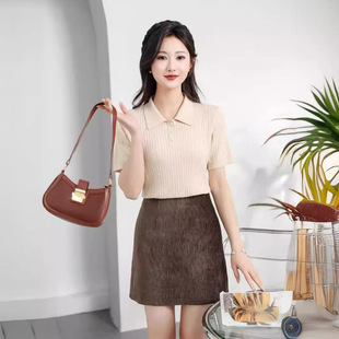 Processing and Customization of Kaira's New Tencel Knitwear Women's Tops Short Polo Collar Mulberry Silk Short-Sleeved T-Shirt