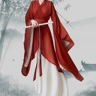 Вэй Цзиньфэн Hanfu женский красный элегантный, с широким рукавом и воротником