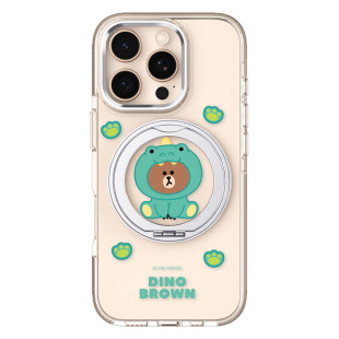 Brown Bear Kenny for iPhone16 Apple 15promax Transparent Magnetic Bracket Phone Case 14 Thin Drop-Resistant