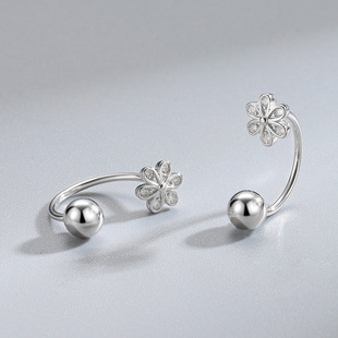 European and American Cross-border New Diamond-encrusted Flower Screw Ear Studs Instagram Style Women's Earrings U-shaped Design Personalized Ear Jewelry