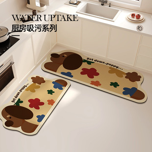 Kitchen Floor Mat Special Cartoon Absorbent Mat Easy-care Oil Absorbing Non-slip Erasable No-washable Oil-proof Dirty-resistant Carpet