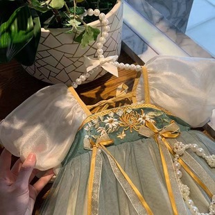 Детская одежда для девочек Летнее платье Hanfu 2024 новый ребенок маленькая девочка иностранная детка