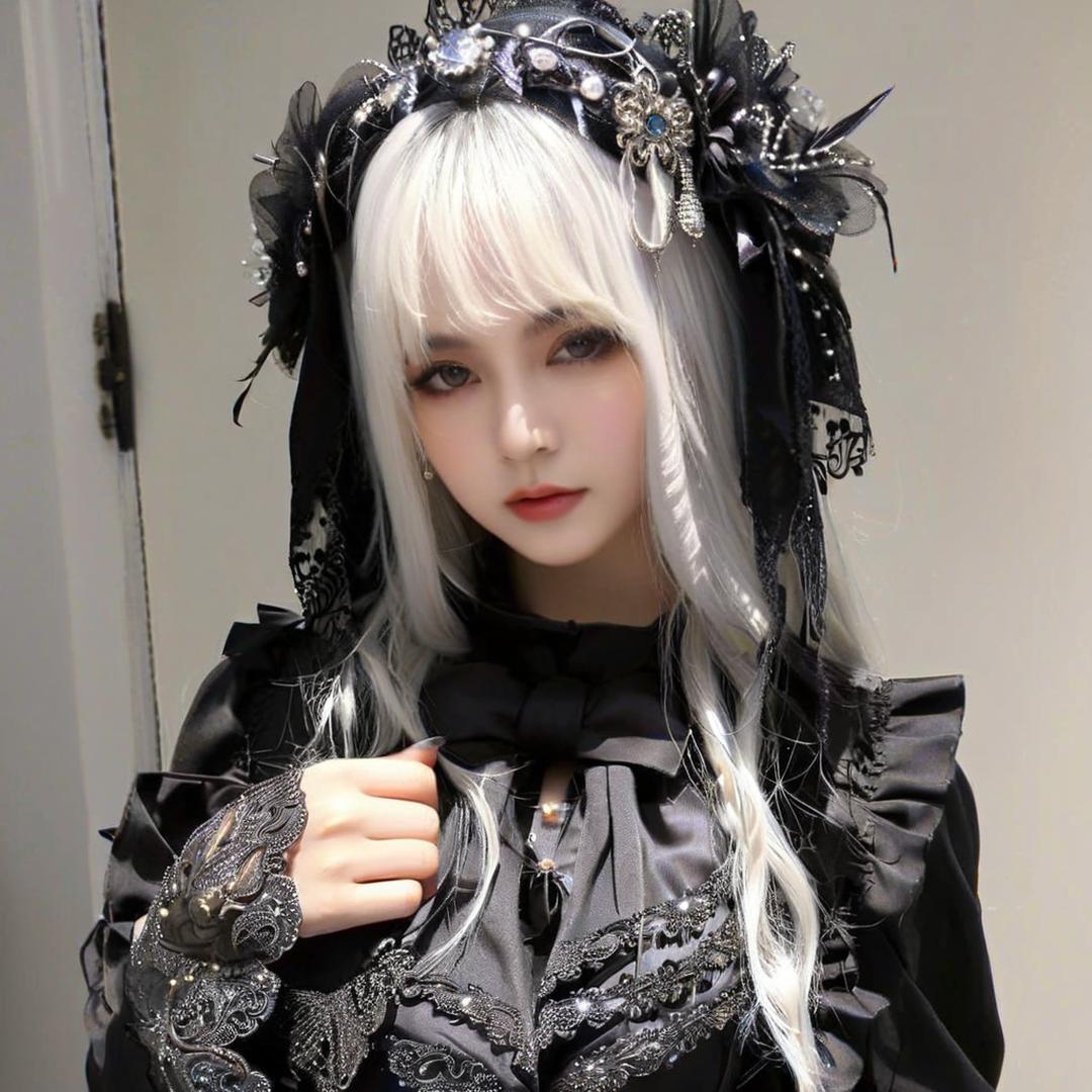 Douban Hot Subculture Wig Female Gothic Cos Pure White Long Straight Hair Y2K Full Bangs Full Headgear Factory Direct Sale