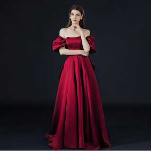 Toasting Dress Bride High-grade Double-sided Satin Princess at large Red Light Luxury Engagement Door-to-door Banquet Evening Dress dress