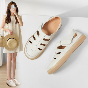 ZHR Roman Sandals Women's 2024 Summer New Beach Shoes Soft Sole Outwear Hollow Pig Cage Shoes Women