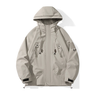 2024 Spring and Autumn Plagiant Handsome Jacket Men's Ins Fashionable Brand Rushforward Jacket for Students Japanese Fashionable Loose Hooded Waterproof Jacket