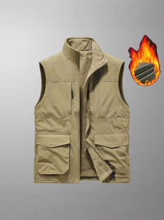 Double-sided Vest Men's Casual All-match Autumn and Winter Coat Fleece Vertical Collar Fat plus size fleece-lined Thickened Vest