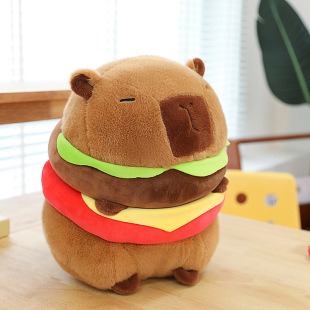 Capibala hamburger capybara plush toy net red cute capybara doll doll pillow manufacturers wholesale cross-border