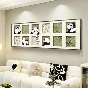 Simple Modern Bedroom Bedside Hanging Painting Room Mural Cream Style Panda Living Room Sofa Background Wall Decorative Painting