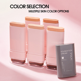 Cross-border all-English TVLV Clear Concealer Foundation Stick 20g Single Multi-color Waterproof Sweat-proof Foundation with Brush Head
