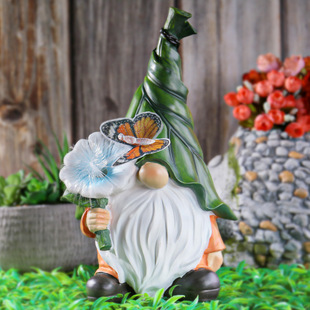 Dwarf Butterfly Night Light Garden Resin Decoration American Pastoral Luminous Solar Elf Statue Courtyard Ornaments