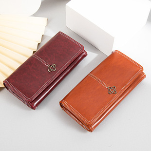 Cross-border Wallet Ins Women's High-end Long Wallet Women's High-end Retro Zipper Large Capacity Women's Coin Purse