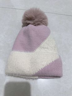 Big Head circumference thick wool hat women's autumn and winter loose warm pile cold hat big face slimming small knitted earmuffs