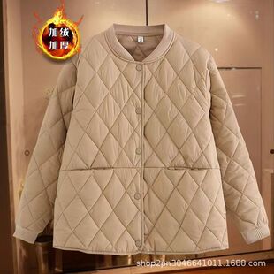 Plus Large Size Middle-aged Mother Autumn and Winter Cotton-padded Coat Women's Loose Fashionable Vertical Collar Light Down Cotton-padded Coat