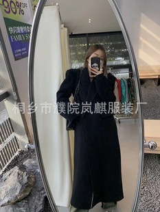 White Shoulder Double-Sided Cashmere Coat Women's Autumn and Winter Elegant Knee-Crossing Long Suit Wool Coat Outer