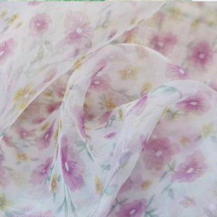 Spring and Summer New Organza Printed Fabric, Light and Breathable Shirt Dress Clothing Fabric, Factory Direct Sales in Stock