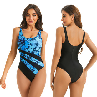 Cross-border explosions one-piece sexy triangle swimsuit suspenders backless color matching sports style swimsuit foreign trade Amazon supply