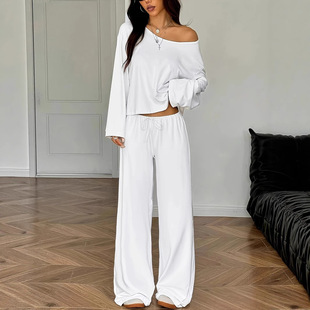 2025 Independent Station Summer New European and American Cross-Border Women's Clothing Export Pure Color Satin Short-Sleeved Tops and Pants Suits for Women
