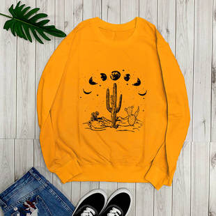 Sweatshirt Desert Sea and Moon Phase Graphic Printed Funny C