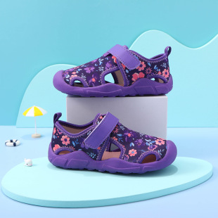 Girls' Sandals Children's Sports Sandals Toe Cartoon Boy's Beach Shoes Cross Border Purple 2023 Summer New Arrival