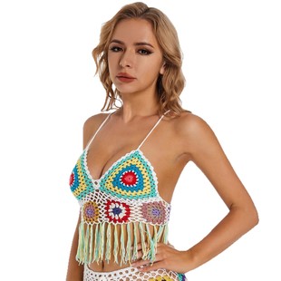AliExpress Amazon Handmade Crochet Bohemian Beach Bikini Top Tassel
