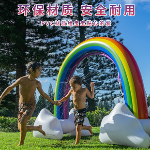 Factory in stock Inflatable Toy PVC Summer Rainbow Arch Outdoor Water Spray Mat