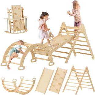 Indoor Children's Wooden Climbing Rack Toddler's Baby's Physical Fitness Educational Training Toys Foldable Triangle Climbing Rack