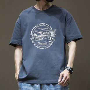 Short-sleeved Heavy Cotton Men's 2025 Spring and Summer New Loose plus size T-shirt Japanese Round Neck Casual T-shirt