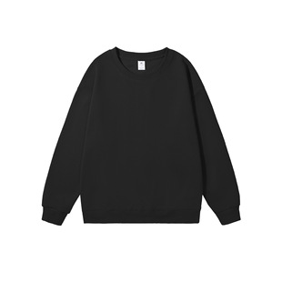 Cross-border European and American Heavy Loose Solid Color Men's Round Neck Cotton Blend Double-sided Sweat Women's Korean-style Casual Long-sleeved Couples