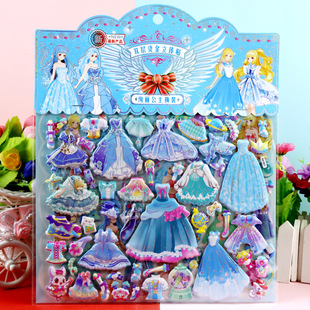 Children's Sticker Ultraman Woof Team Kulomie melody Frozen Princess Dress-up Animal Bubble Sticker