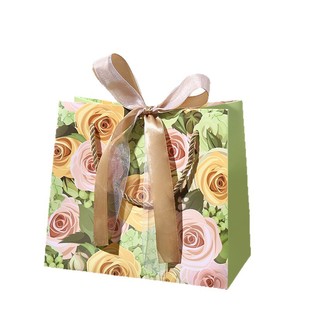 Premium Sense Rose Gift Bag Fashion Shopping Tote Bow Back Gift Bag Valentine's Day Gift Paper Bag