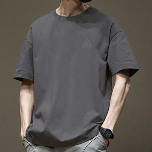 Pure Cotton Short-sleeved T-shirt Men's Summer Trendy Round Neck Half-sleeved T-shirt All-match Loose plus size Top for Students