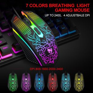 T-WOLF Thunderwolf TF400 Luminous Gaming Keyboard Mouse Headset Four-in-One Four-Piece Keyboard Mouse suit