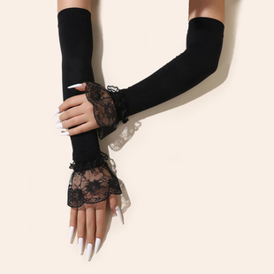 Cross-border New Summer Women's Long Arm Set Outdoor Riding Sun Protection Ice Sleeve Sweet Lace Gloves