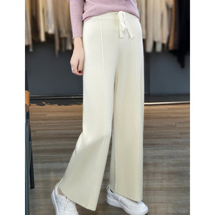 Autumn and Winter new wool thickened wide-leg pants women's loose all-match cashmere casual mopping pants skin-friendly warm straight pants