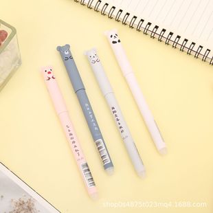 Bear Erasable Pen Cartoon Hot Erasable Easy to Erase High Temperature Evansible Pen 0.5mm Blue Student Erasable Gel Pen