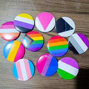 Cross Border Color Flag Theme Party Rainbow Flag Badge Tinplate Handmade Badge Holiday Celebration Decoration