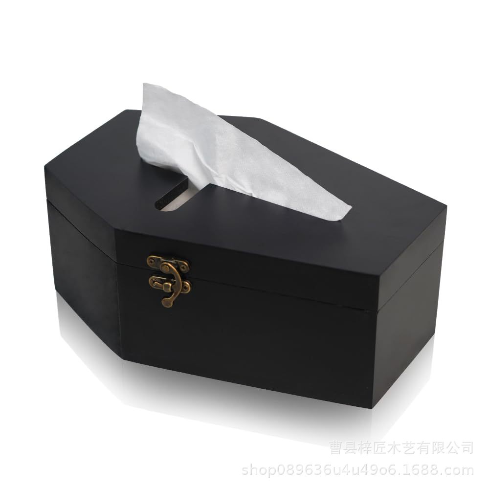 Cross-Border Wooden Tissue Box Gothic Style Wooden Coffin Shaped Tissue Box Solid Wood Tissue Storage Box Paper Box