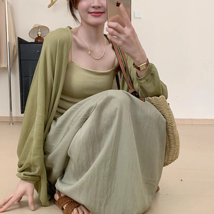 Sun Protection Clothing Women's Mid-length 2025 Summer New Korean Style Loose Knitted Jacket Casual All-match Long-sleeved Thin Top