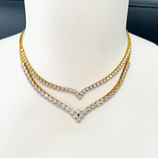 European and American ins Light Luxury Cold Style Niche Shining Dazzling Rhinestone Inlaid Snake Bone Chain Stitching Necklace YS152