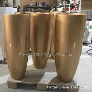 Simple Golden Spray Glass Steel Floor Vase Wedding Hotel Front Office Sales Office Home Soft Floral Ornaments